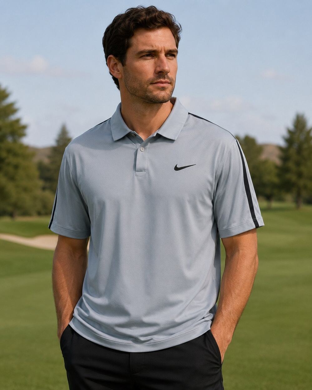 Nike Tiger Woods Collection Dri-FIT Golf Polo XL Gray Black TW Performance